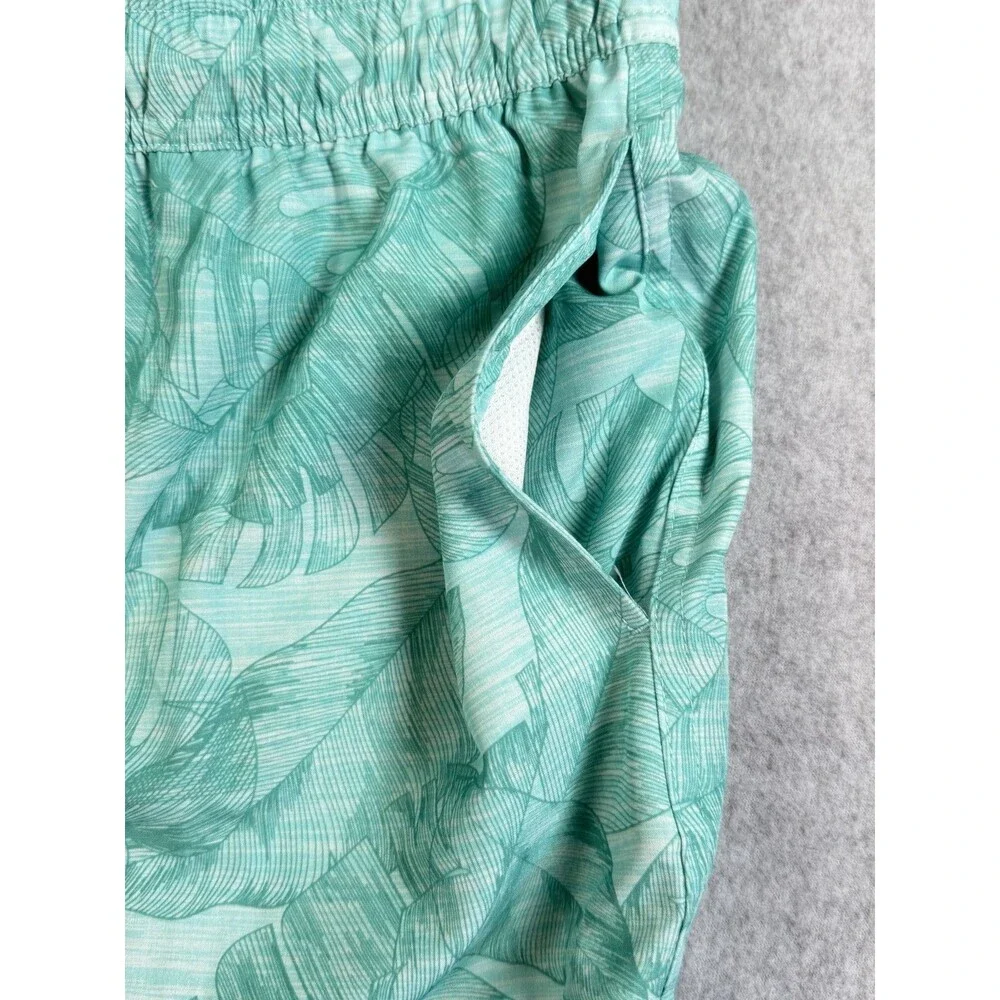 DOCKERS Men's Small S Green Teal Tropical Leaf Print Swim Trunks Mesh Lined